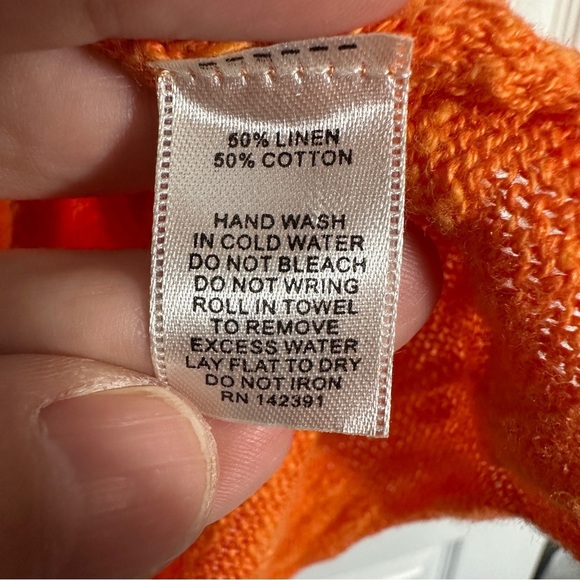 Project brand "BEACH" lightweight hoodie, orange, sz. M, linen/cotton, nubby - Picture 5 of 7